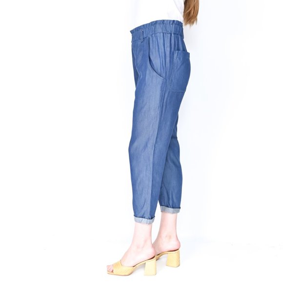 HATCH Maternity Blue Tapered Cropped Pants - Picture 5 of 5